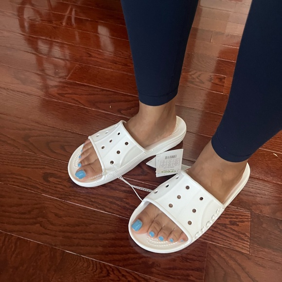 Crocs Classic White Slide Sandals - Picture 4 of 15